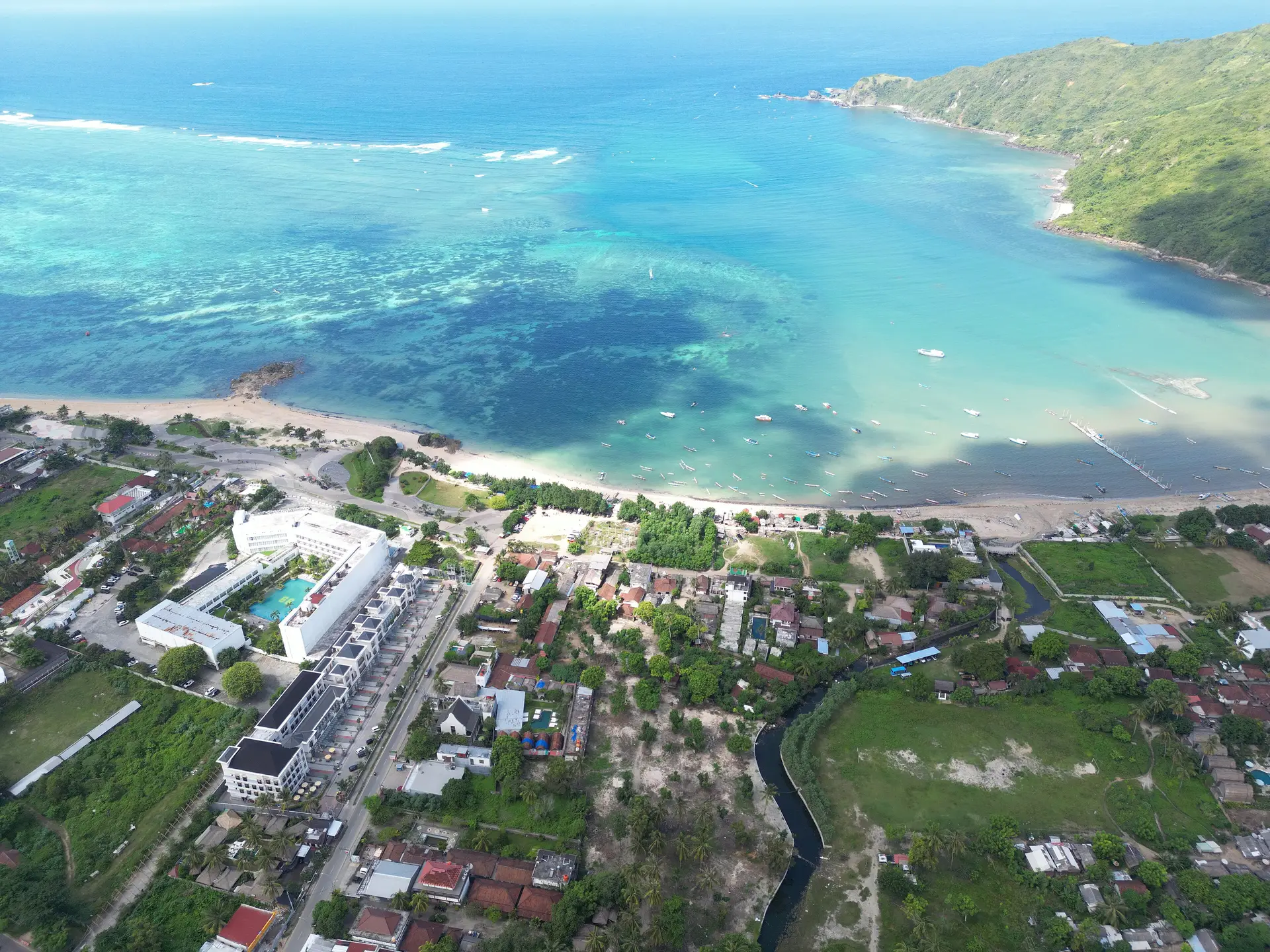 Aerial view over Kuta, Lombok
